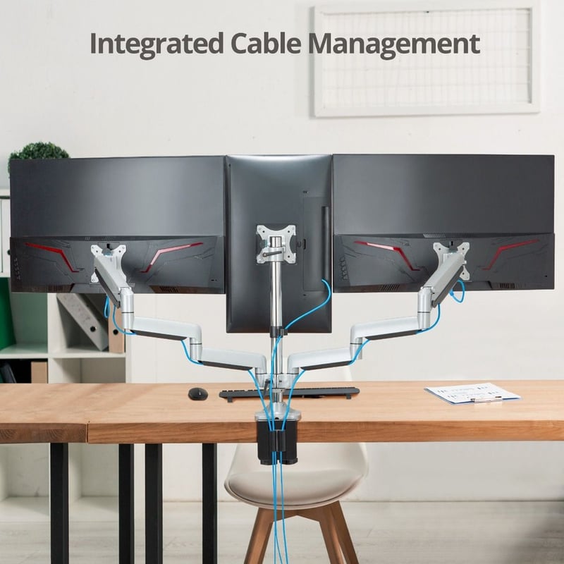 SIIG Triple Monitor Aluminum Gas Spring Desk Mount - Thumbnail 5