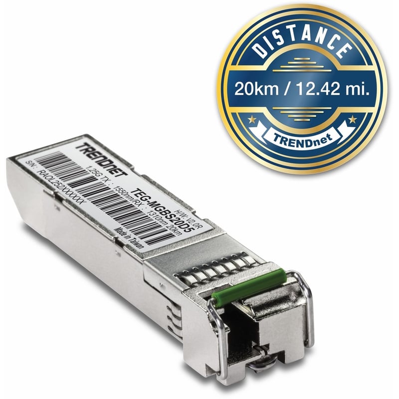 TRENDnet SFP to RJ45 Dual Wavelength Single-Mode LC Module; TEG-MGBS20D5; Must Pair w/ TEG-MGBS20D3 or a Compatible Module; Up to 20 km (12.4 miles); Bi-Directional (WDM) SFP; Lifetime Protection - Thumbnail 5