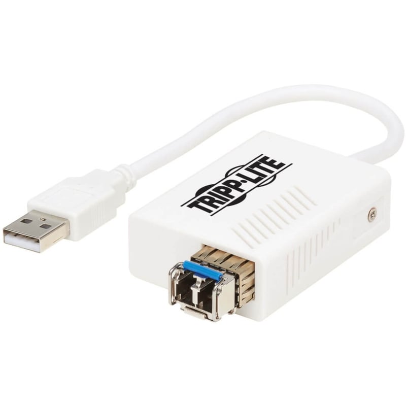 Eaton Tripp Lite Series USB 2.0 Ethernet NIC Adapter - 10/100 Mbps, 100Base-FX, LC, Multimode Fiber, White - Thumbnail 1