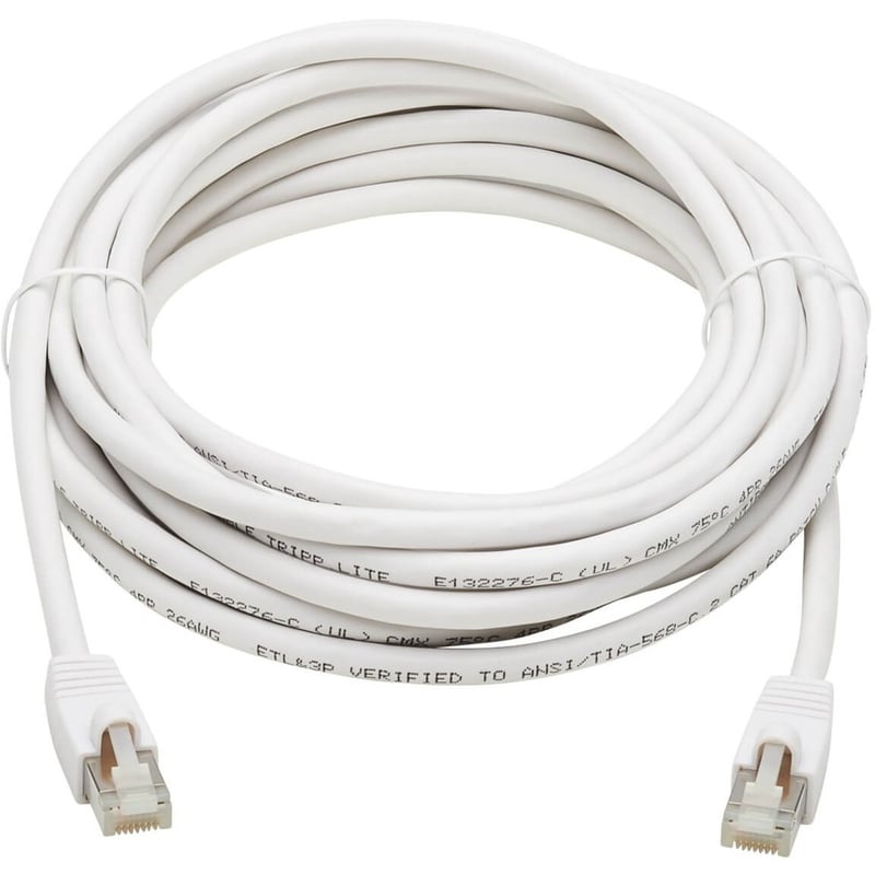 Eaton Tripp Lite Series Safe-IT Cat6a 10G Snagless Antibacterial S/FTP Ethernet Cable (RJ45 M/M), PoE, White, 25 ft. (7.62 m) - Thumbnail 3