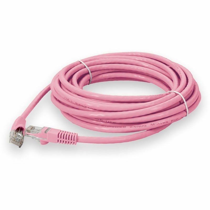 AddOn 15ft Pink CAT 6A PVC Ethernet Cable Snagless Bubble Boot RJ-45 M/M - Thumbnail 1