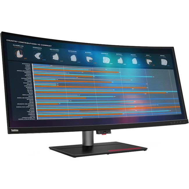 Lenovo ThinkVision P40w-20 40" Class Webcam WUHD Curved Screen LCD Monitor - 21:9 - Raven Black - Thumbnail 1