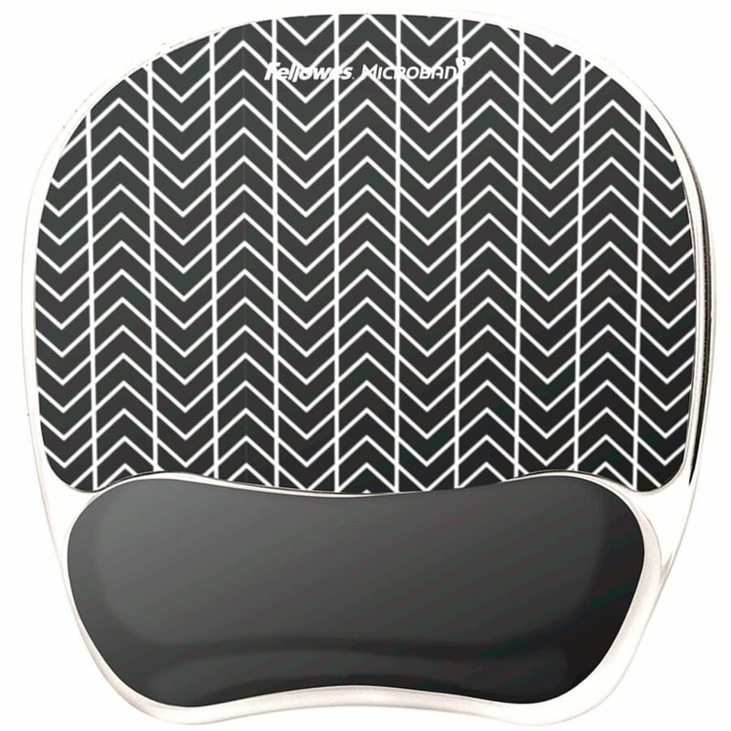 Fellowes Photo Gel Mouse Pad Wrist Rest with Microban - Black Chevron - Thumbnail 2