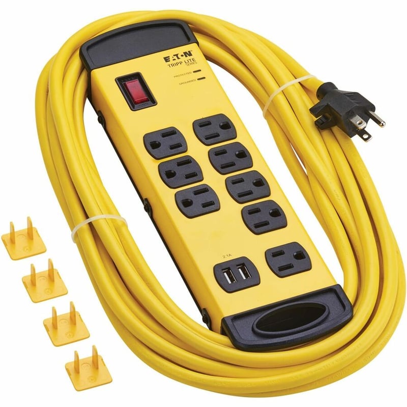 8-OUTLET SAFETY SURGE PROTECTOR 2USB-A PORTS 25FT CORD 1960 J METAL - Thumbnail 4