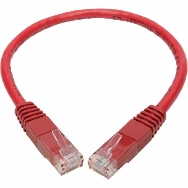 Eaton Tripp Lite Series Cat6 Gigabit Molded (UTP) Ethernet Cable (RJ45 M/M), PoE, Red, 1 ft. (0.31 m) - Thumbnail 2
