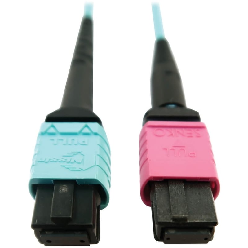 Eaton Tripp Lite Series 400G Multimode 50/125 OM4 Plenum Fiber Optic Cable, 24F MTP/MPO-UPC to 16F MTP/MPO-UPC (F/F), Aqua, 1 m - Thumbnail 3