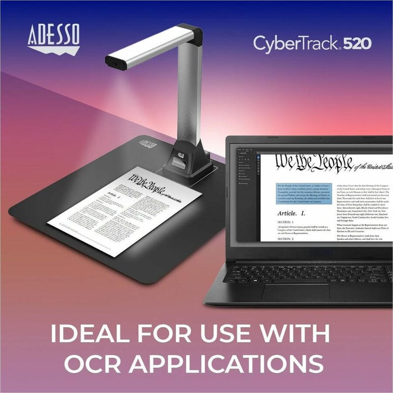 Adesso 5 Megapixel Fixed-Focus A4 Document Camera Scanner with OCR Text Recognition - Thumbnail 4