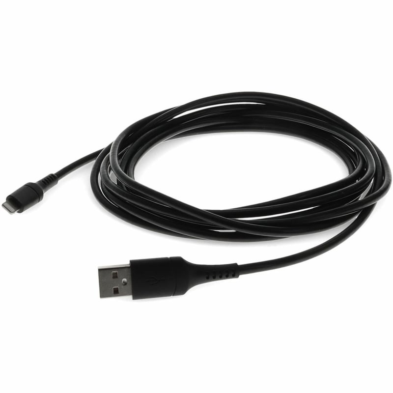 AddOn 2.0m (6.6ft) USB 2.0 (A) Male to Lightning Male Sync and Charge Black Cable - Thumbnail 1