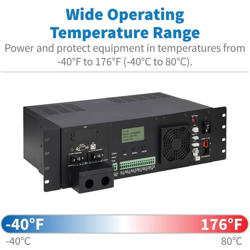 Tripp Lite by Eaton UPS 120VAC 48VDC 1500VA 1200W Extreme Temperature Network UPS for Industrial and Traffic Networks 3U Hardwire - Thumbnail 3