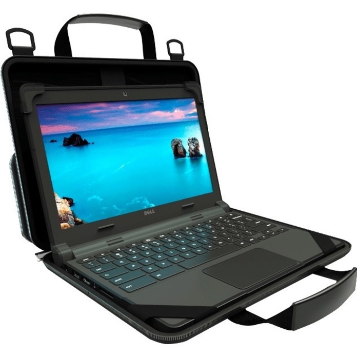 13-14" Always-on EVA Chromebook Case w/ Pouch & Shoulder Strap - Thumbnail 3