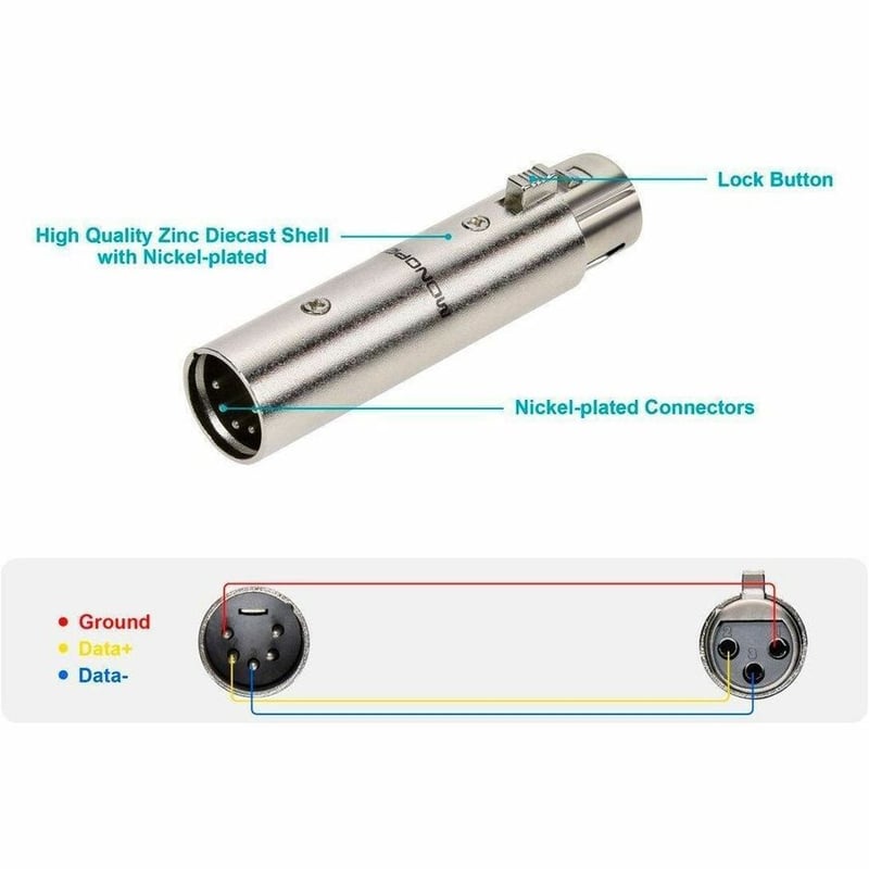 MONOPRICE 5-PIN MALE TO 3-PIN FEMALE DMX CONVERTER - Thumbnail 4