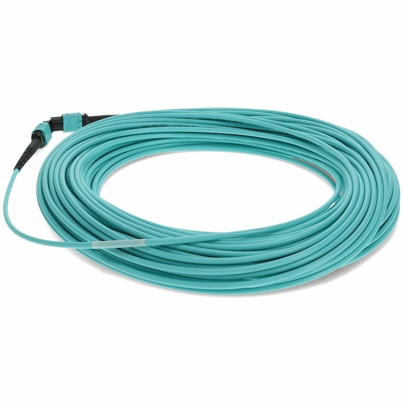 AddOn 50m MPO (Female) to MPO (Female) 12-Strand Aqua OM4 Crossover Fiber OFNR (Riser-Rated) Patch Cable - Thumbnail 3