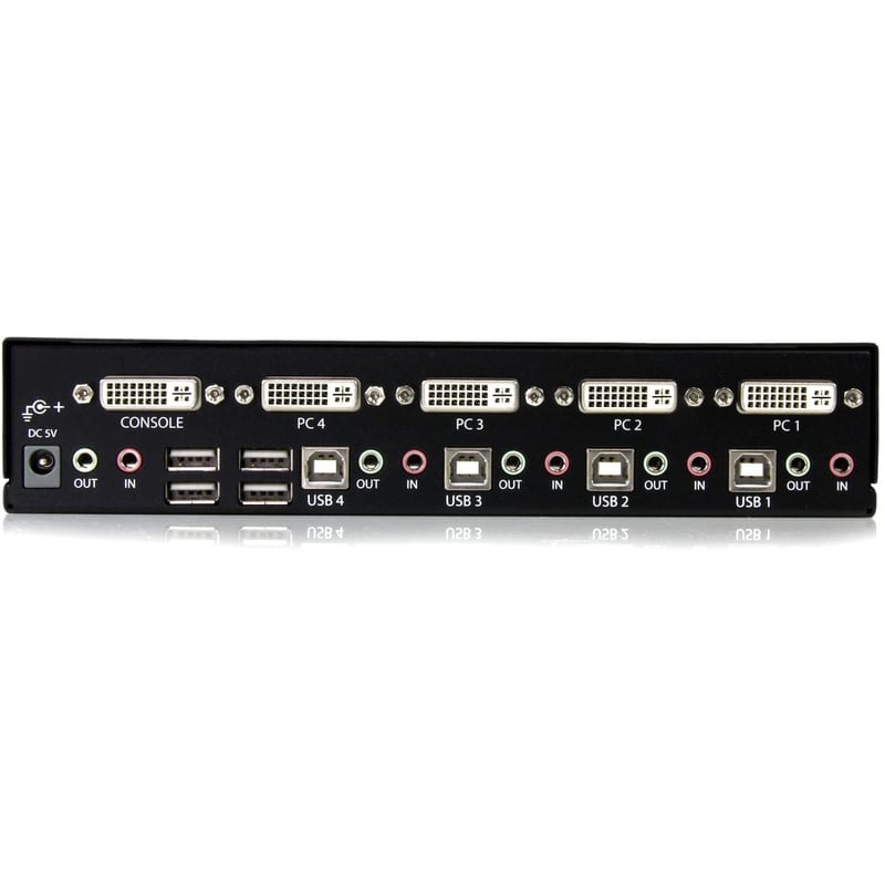 StarTech.com 4 Port DVI + USB KVM Switch with Audio - KVM switch - USB 2.0 Hub - 2 ports - 1 local user - 1U - Thumbnail 4