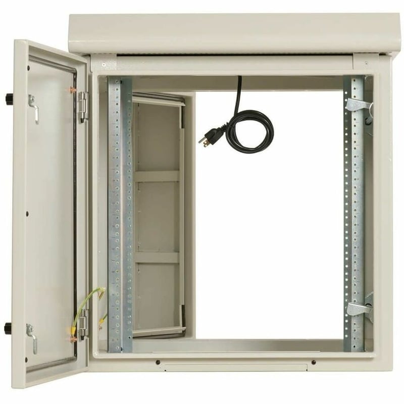 Tripp Lite by Eaton SmartRack Industrial Enclosure with Lock - NEMA 3R, Wall Mount, Metal Construction, Hinged Back, Internal Fans, 32 in. Depth, 12U, Gray