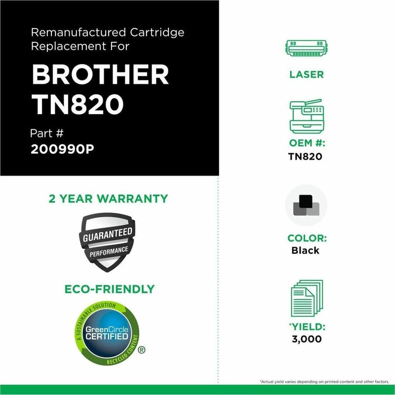 CLOVER IMAGING REMANUFACTURED TONER CARTRIDGE FOR BROTHER TN820 HLL6200DW HLL620 - Thumbnail 3