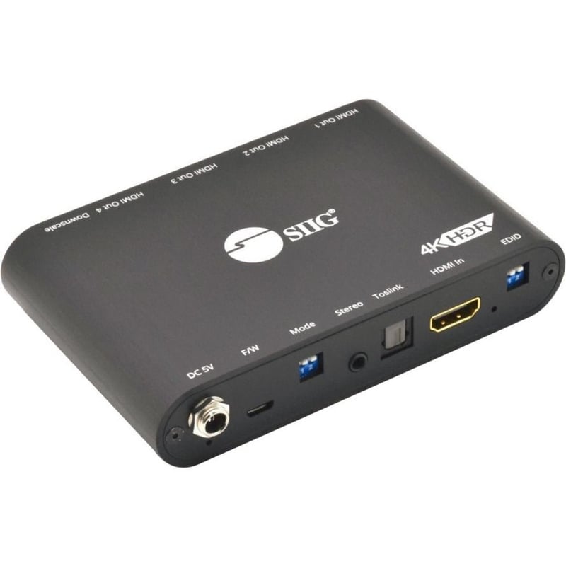 SIIG 1x4 HDMI 2.0a Splitter with Built-in & User Adjustable EDID Management - Thumbnail 1
