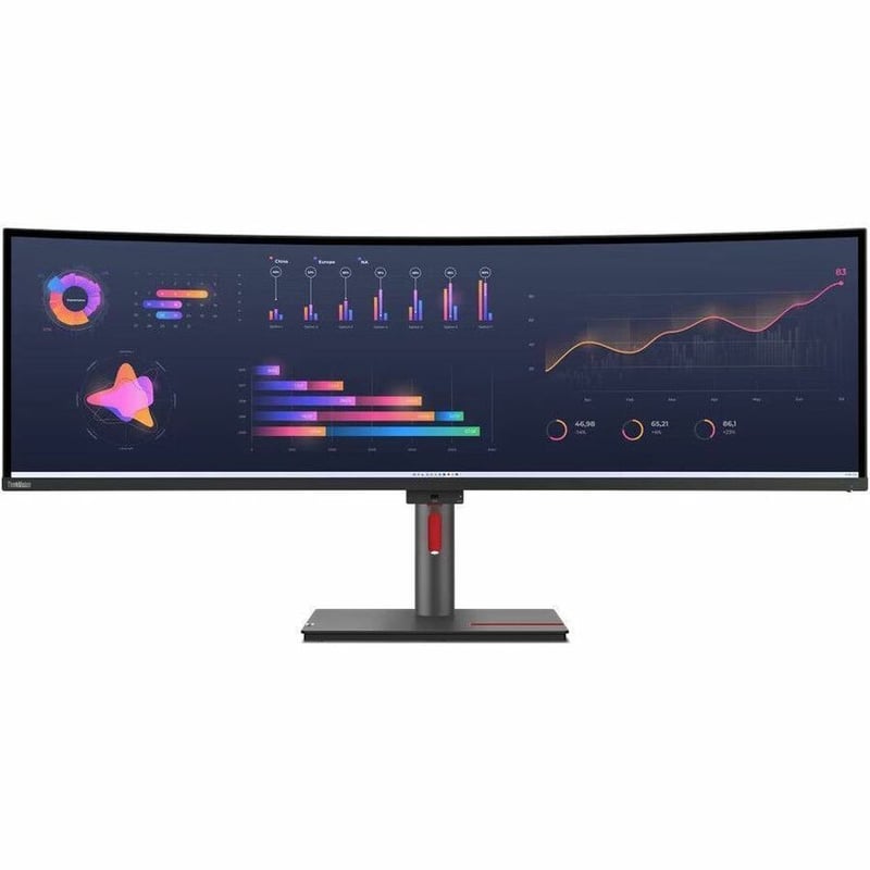 Lenovo ThinkVision P49W-30 49" Class Dual Quad HD (DQHD) Curved Screen LED Monitor - 32:9 - Raven Black - Thumbnail 4