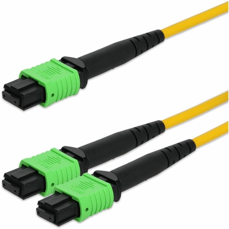 AddOn 3m MPO/APC to 2xMPO/APC Yellow OS2 OFNR (Riser-Rated) 12-Strand SMF Fiber Patch Cable - Thumbnail 2