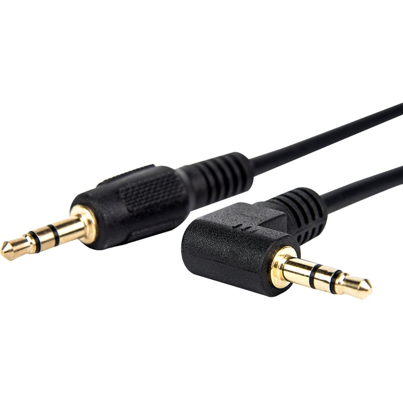 Rocstor Premium Slim 3.5mm to Right Angle Stereo Audio Cable 10 ft - M/M - Mini-phone Male Stereo Audio - Mini-phone Male Stereo Audio Male to Right Angle Male- .3m - Black - For Smartphone, Mobile Phones, iPhone (with Headphone J - Thumbnail 2