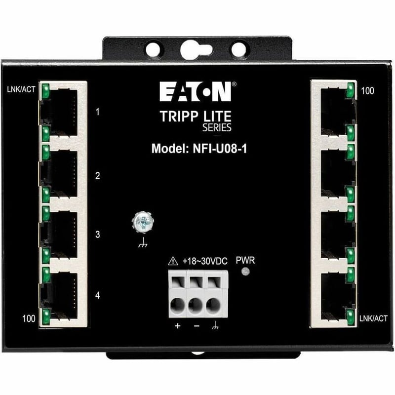 Tripp Lite by Eaton 8-Port Unmanaged Fast Industrial Ethernet Switch 10/100 Mbps Ruggedized -40 to 75C DIN/Wall Mount - TAA Compliant - Thumbnail 3