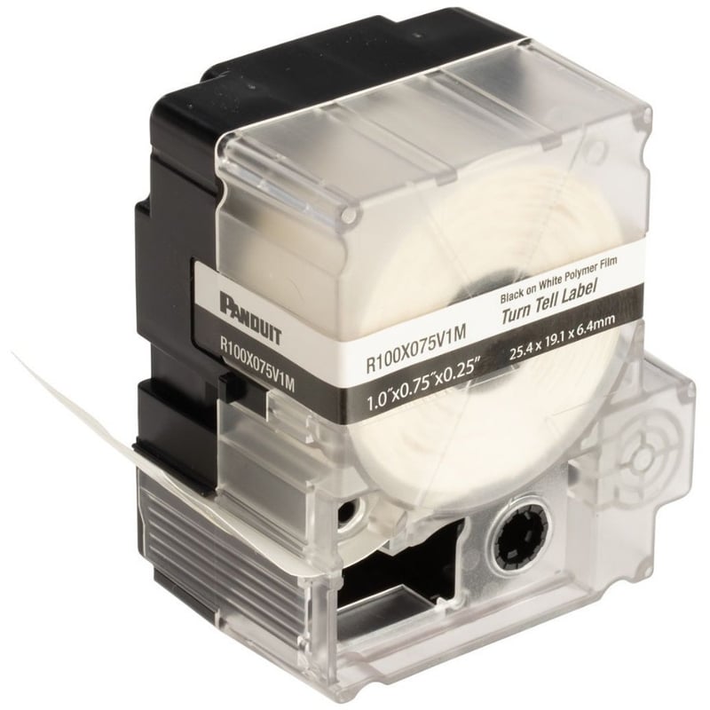 Panduit PXE R100X075V1M MP Printer Turn-Tell Label, Vinyl, White, 0.75"x1" , 0.25"POH - Thumbnail 2
