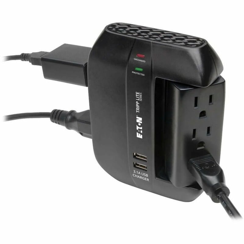 Tripp Lite by Eaton Protect It! 6-Outlet Surge Protector with 3 Rotatable Outlets - Direct Plug-In 1200 Joules 2 USB Ports - Thumbnail 3