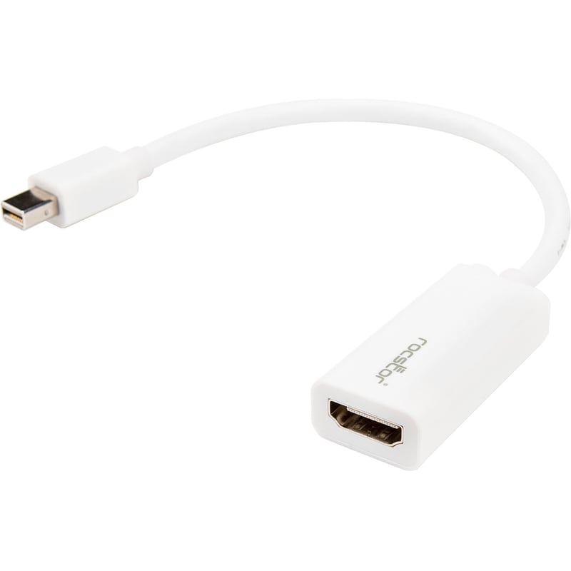 Rocstor Premium 8in / 20cm Mini DisplayPort to HDMI 4K Audio / Video Converter - mDP 1.2 to HDMI Active Adapter for MacBook Air / MacBook Pro - 4K @ 30 Hz - White - HDMI/Mini DisplayPort for Audio/Video Device, MacBook Pro, MacBook Air - 8in - 1 Pack - - Thumbnail 1