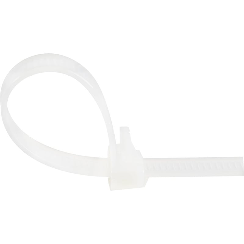 StarTech.com 8"(20cm) Reusable Cable Ties, 1-7/8"(50mm) Dia. 50lb(22Kg) Tensile Strength, Nylon, In/Outdoor, UL Listed, 100 Pack, White - Thumbnail 4