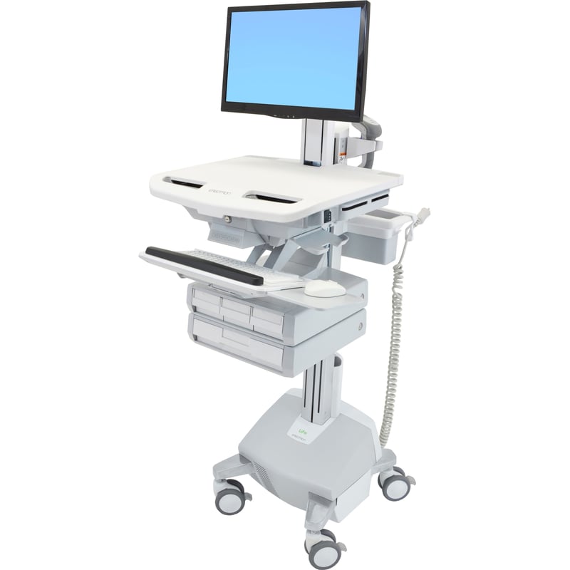 Ergotron StyleView Electric Lift Cart with Pivot, LiFe Powered, 4 Drawers (3x1+1) - Thumbnail 1