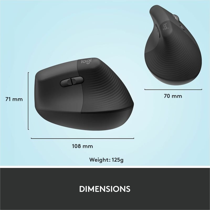 Logitech Lift Vertical Ergonomic Mouse (Graphite)
