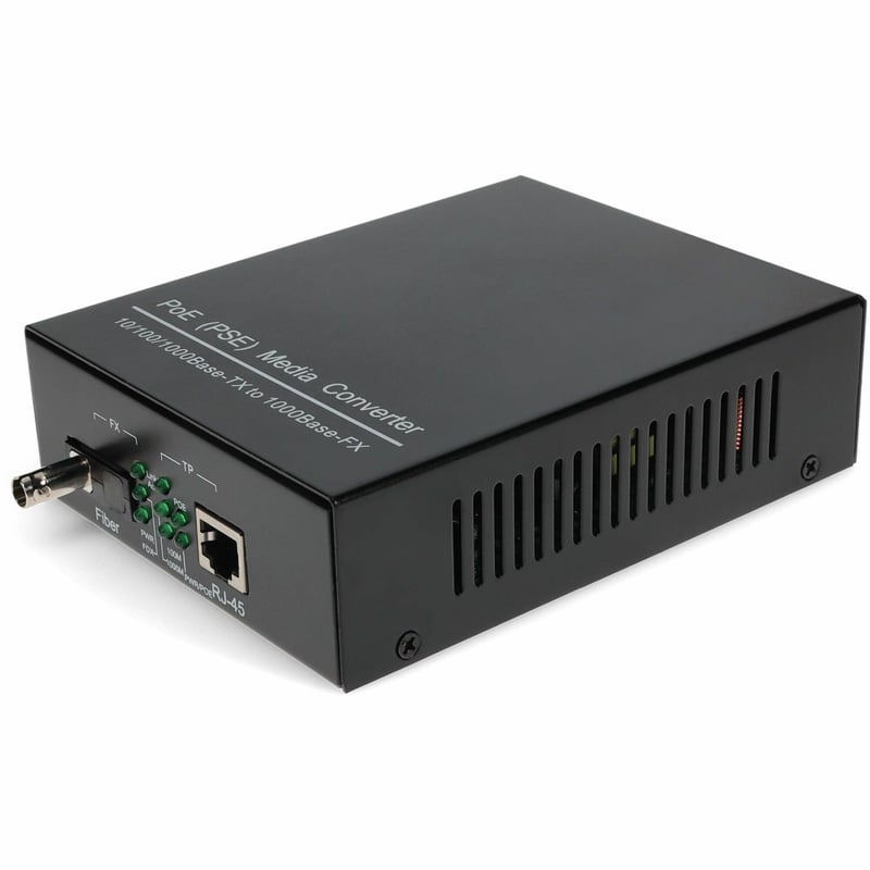 AddOn 10/100/1000Base-TX(RJ-45) to 1000Base-BXD(ST) BiDi SMF 1550nm/1310nm 20km POE Media Converter - Thumbnail 1