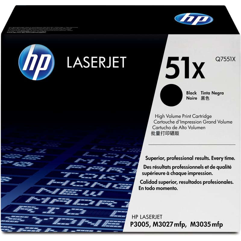 HP 51X (Q7551X) Original Laser Toner Cartridge - Single Pack - Black - 1 Each - Thumbnail 1