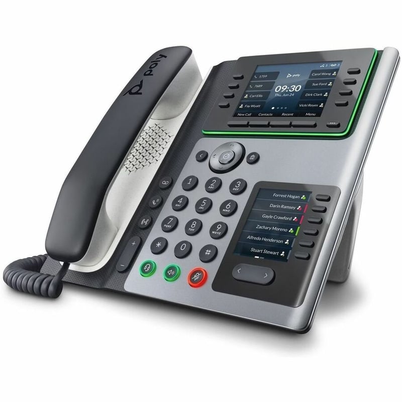 Poly Edge E450 IP Phone - Corded - Corded/Cordless - Wi-Fi, Bluetooth - Desktop - Black - Thumbnail 4
