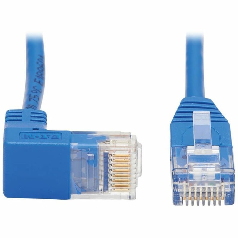 Eaton Tripp Lite Series Down-Angle Cat6 Gigabit Molded Slim UTP Ethernet Cable (RJ45 Right-Angle Down M to RJ45 M), Blue, 5 ft. (1.52 m) - Thumbnail 1