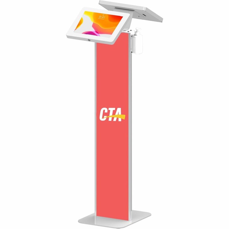 CTA Digital Premium Dual Enclosure Locking Floor Stand Kiosk with Graphic Card Slot and Automatic Soap Dispenser (White) - Thumbnail 2