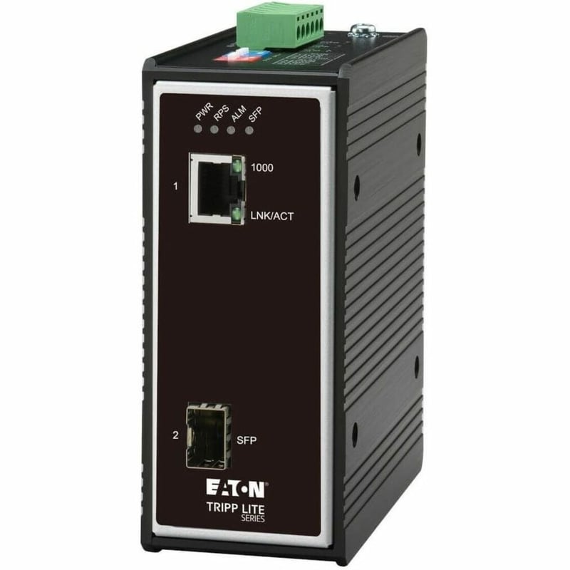 Tripp Lite by Eaton Industrial Gigabit Fiber to Ethernet Media Converter 10/100/1000 Mbps RJ45/SFP -40 to 75C DC Power - Thumbnail 1