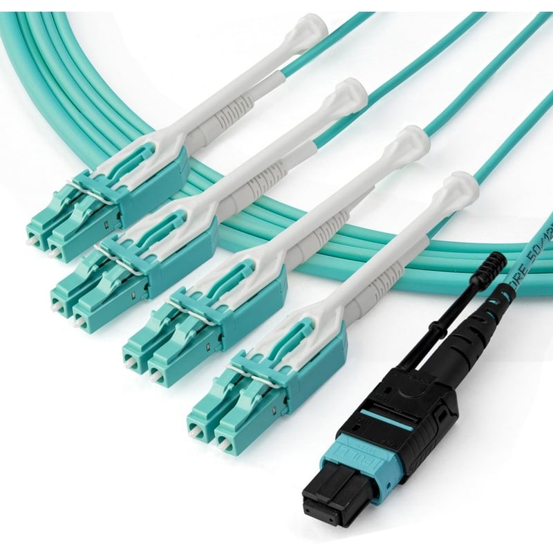 StarTech.com 3m (10ft) MTP(F)/PC to 4x LC/PC Duplex Breakout OM3 Multimode Fiber Optic Cable, OFNP, 40G, 8F Type-A - Thumbnail 3