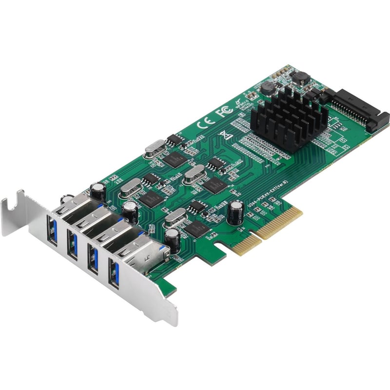 SIIG 4-Port USB 3.0 PCIe Card with 4 Dedicated 5Gbps Channels (USB 3.2 Gen 1) - Quad Core 20Gbps - UASP - SATA Power - Low Profile PCIe Adapter Card - Thumbnail 1