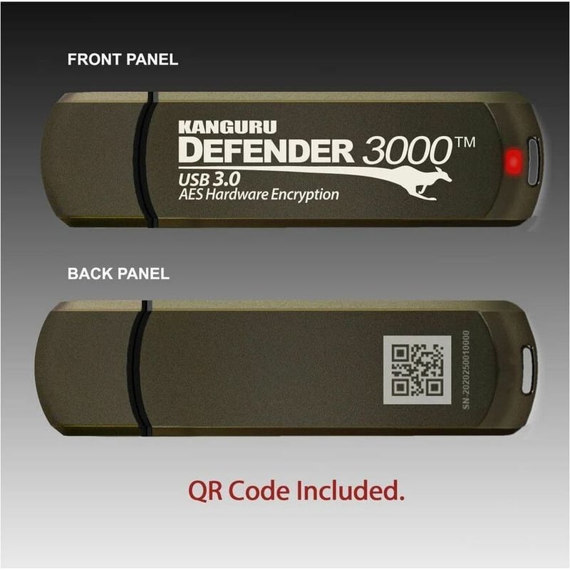 Kanguru Defender3000 FIPS 140-2 Certified Level 3, SuperSpeed USB 3.0 Secure Flash Drive, 16G - Thumbnail 2