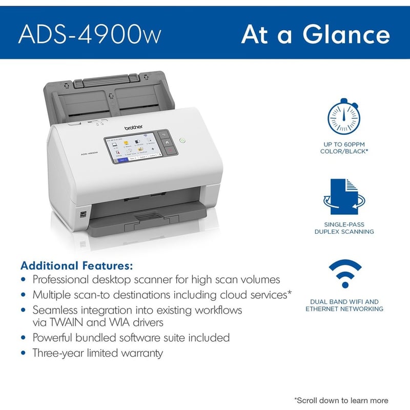 Brother Professional Desktop Scanner ADS-4900W - Thumbnail 3