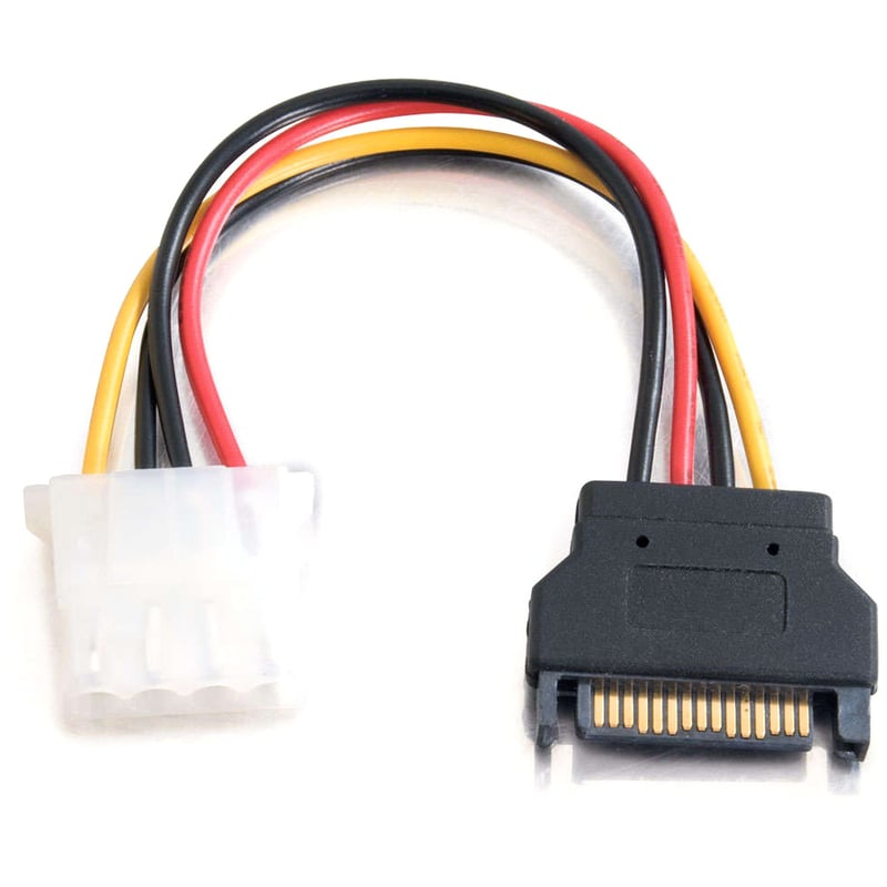 POWER CORD - 15 PIN SATA - MALE LEFT GENDER - 4-PIN MOLEX - FEMALE RIGHT GENDER - Thumbnail 4