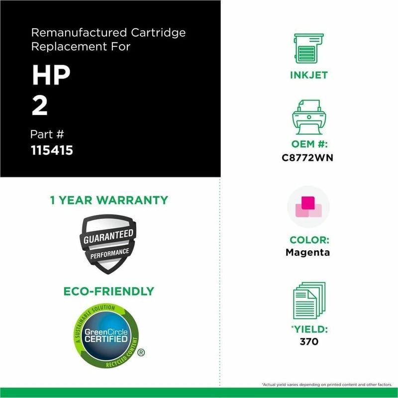 Clover Imaging Remanufactured High Yield Magenta Ink Cartridge for HP 02 (C8772WN) - Thumbnail 3
