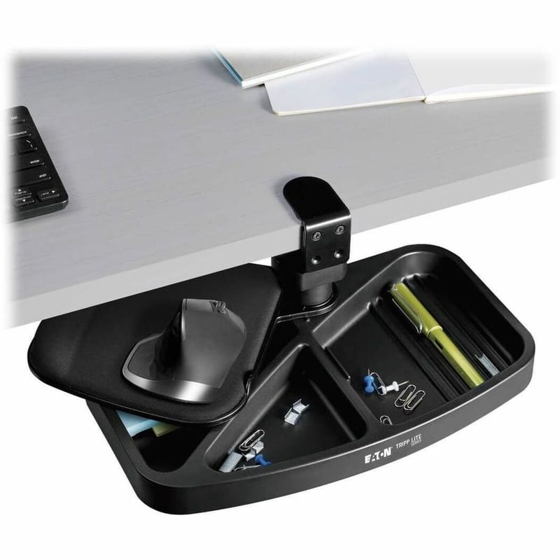 Eaton Tripp Lite Series Under-Desk Clamp-On Storage Tray with Built-In Mouse Pad and Wrist Rest - Thumbnail 3