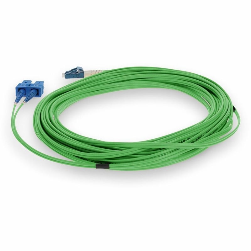 AddOn 30m SC to LC Green OS2 Duplex OFNR (Riser-Rated) SMF Fiber Patch Cable - Thumbnail 3
