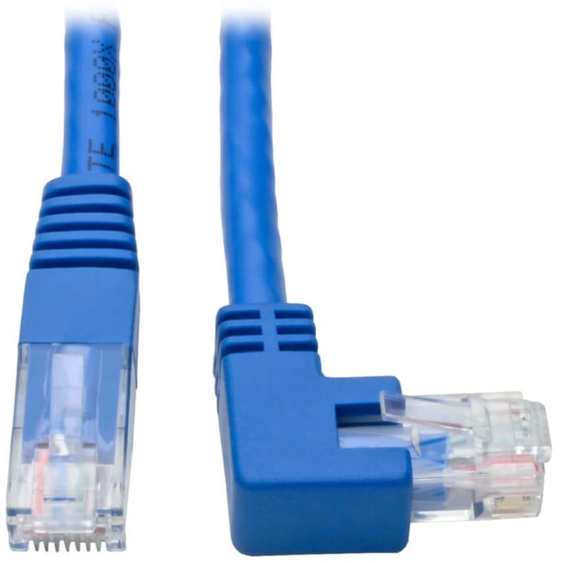 Eaton Tripp Lite Series Right-Angle Cat6 Gigabit Molded UTP Ethernet Cable (RJ45 Right-Angle M to RJ45 M), Blue, 1 ft. (0.31 m) - Thumbnail 1