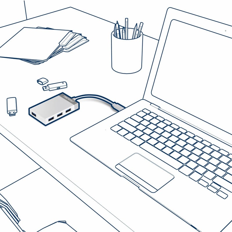 TRENDnet 4-Port USB-C to USB Mini Hub, TUC-H4E, Add 4 x USB 3.0 Ports to a USB-C Computer, USB C Multiport Adapter, Compatible with Windows, MacOs - Thumbnail 3