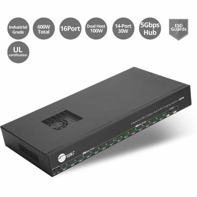 INDUSTRIAL USB-C 5GBPS HUB PD CHARGING STATION 600W - Thumbnail 2
