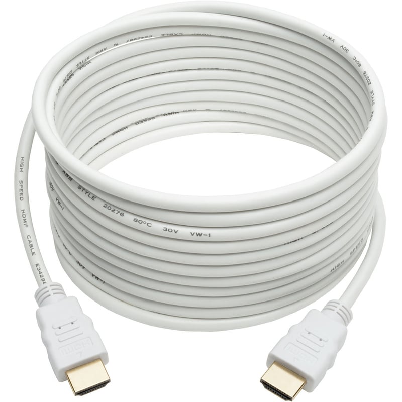 Eaton Tripp Lite Series High-Speed HDMI Cable, Gripping Connectors, 4K @30Hz (M/M), White, 16 ft. (4.88 m) - Thumbnail 2