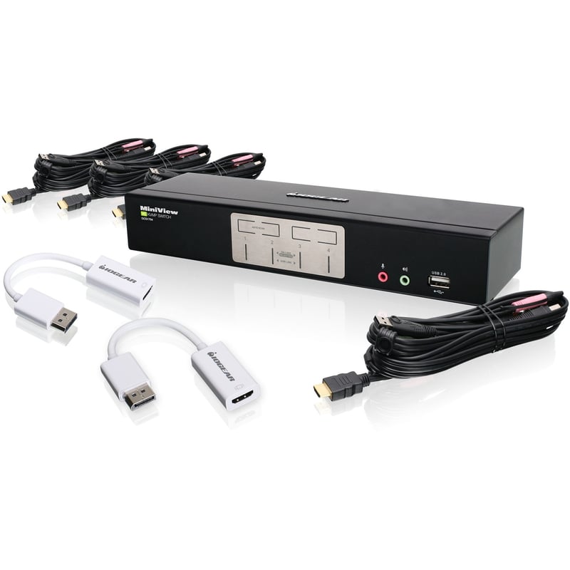 IOGEAR 4-Port HDMI KVMP with DisplayPort Adapters Bundle - Thumbnail 1