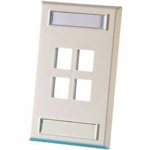 Ortronics Single Gang Keystone Faceplate, 4 Port, WM Ivory